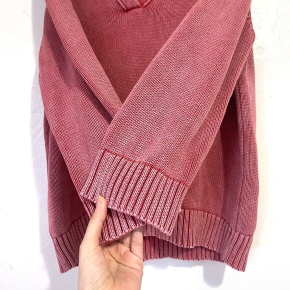 DEMYLEE Collared Cotton Sweater in Faded Red Size S - Picture 6 of 12